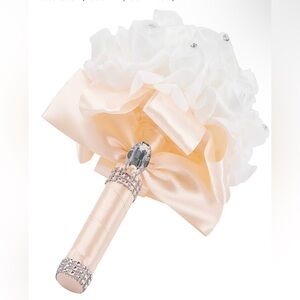 Elegant White and Peach Bridal Bouquet